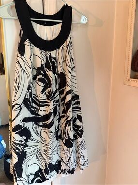 Talbots Black and White Floral Midi Dress
